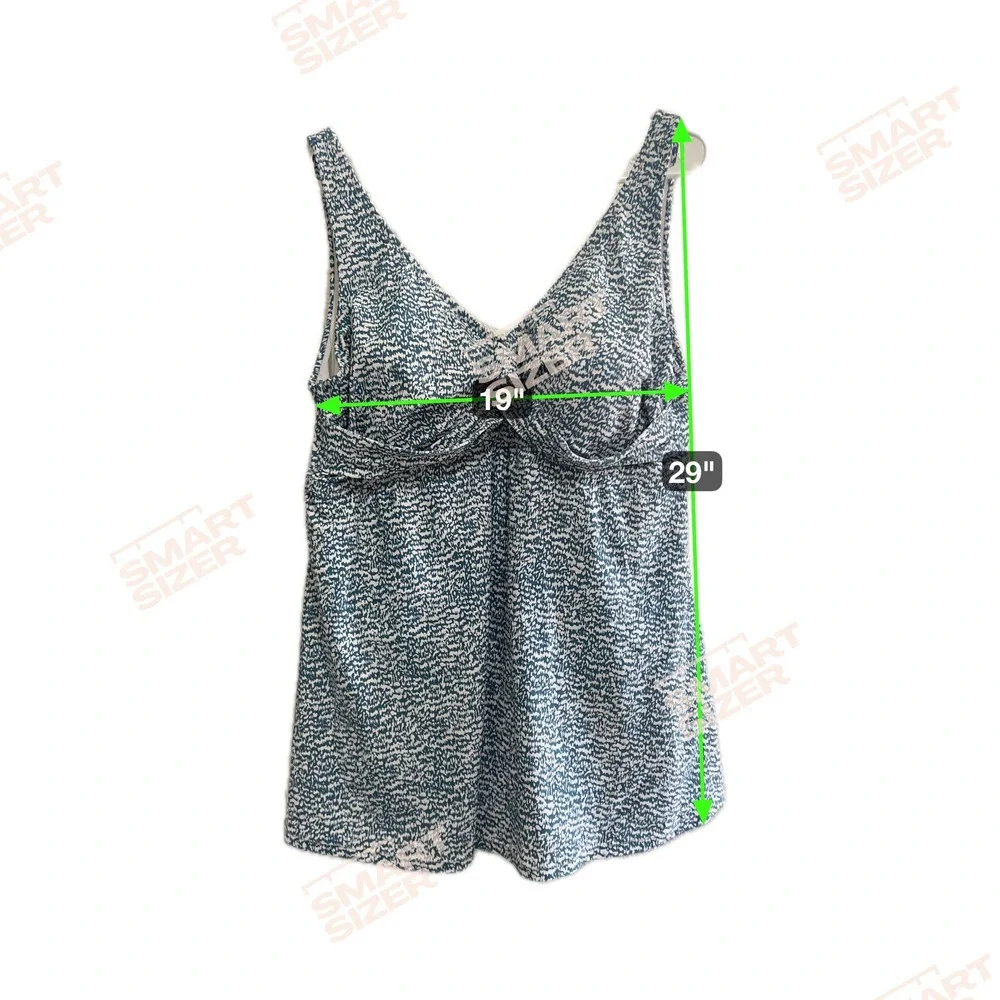 Raisins Curve Womens 20W Blue White‎ Abstract Print V-Neck Swim Dress One Pece